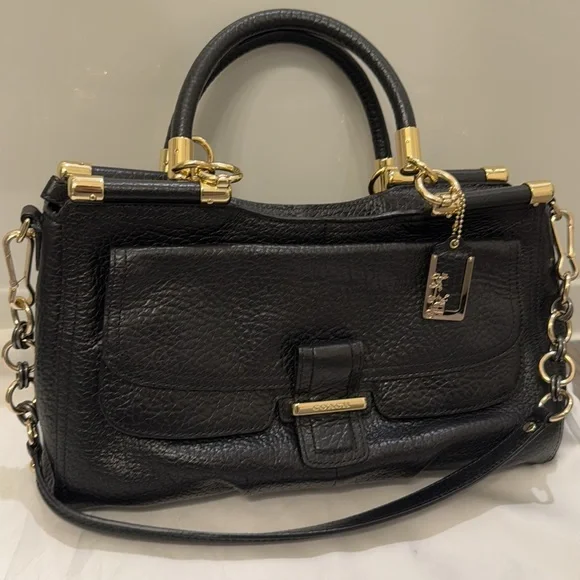 Coach Madison Handbag with Pebbled Black Leather - Picture 3 of 12